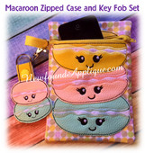 In The Hoop Macaroon Zipped Case and Key Fob EMbroidery Machine Design Set