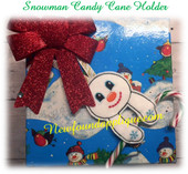 In The Hoop Snowman Candy Cane Pencil Holder Ornament Embroidery Machine Design