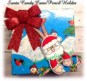 In The Hoop Santa Candy Cane Pencil Holder Ornament Embroidery Machine Design