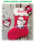 In The Hoop Poodle Stocking and Heart Ornament Embroidery Machine Design Set