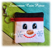 In the hoop Snowman Zipped Coin Purse Embroidery Machine Design
