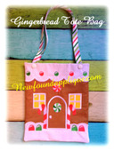 In the Hoop Gingerbread House Tote Embroidery Machine Design