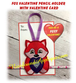 In The Hoop Fox Valentine Heart Pencil Holder Embroidery Machine Design