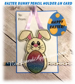 In The Hoop Easter Bunny Pencil Holder & Card Embroidery Machine Design Set