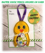 In The Hoop Easter Chick Pencil Holder & Card EMbroidery Machine Design Set