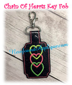 In the Hoop Chain Of Hearts Key Fob Embroidery Machine Design