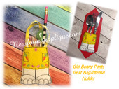 In the Hoop Girl Bunny Treat Bag Utensil Holder Embroidery Machine Design