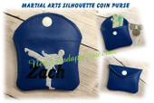 In The Hoop Martial Arts Silhouette Coin Purse Embroidery Machine Design