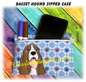 In The Hoop Basset Hound Zipped Case Embroidery Machine Design