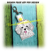 In The Hoop Bichon Frise Key Fob Embroidery Machine Design