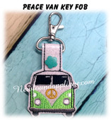 In The Hoop Peace Van Key Fob Embroidery Machine Design