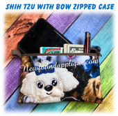 IN The Hoop Shih Tzu With Bow Zipped Case Embroidery Machine Design