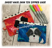 In The Hoop Short Hair Shih Tzu Zipped Case EMbroidery Machine Design
