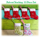 In The Hoop Stocking Advent Countdown Embroidery Machine Design Set