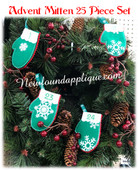 In The Hoop Mitten Advent Countdown Embroidery Machine Design Set