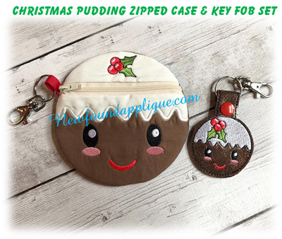In The Hoop Christmas Pudding Zipped Case And Key Fob Embroidery ...