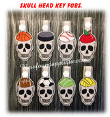 In The Hoop Skull Key Fob Embroidery Machine Design Set 