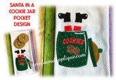 In The Hoop Santa In a Cookie Jar Pocket Embroidery Machine Design