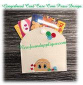 In The Hoop Gingerbread Card Coin Purse Case  Embroidery Machine Design