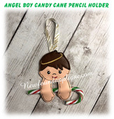 InThe Hoop Boy Angel Candy Cane Pencil Holder Embroidery Machine Design