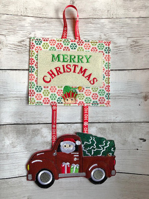 In The Hoop Christmas Truck Door Sign Embroidery Machine Design ...