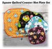 In The Hoop Quilted Square Coaster/Hotplate  with Satin Stitch Embroidery Machine Design Set
