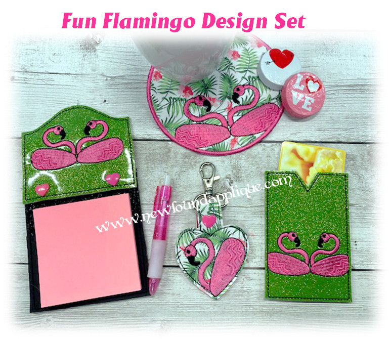 In The Hoop Flamingo Gift Card Holder Embroidery Machine Design