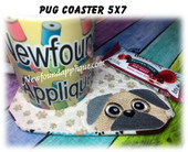 In The Hoop Quilted Pug Coaster 5x7 Embroidery Machine design
