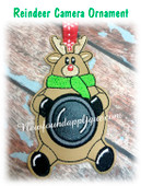 In The Hoop Reindeer Camera Ornament Embroidery Machine Design