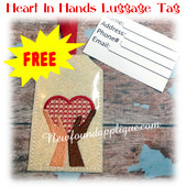 In The Hoop Heart In Hands Luggage Tag Embroidery Machine Design