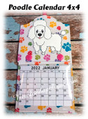 In The Hoop Poodle Calendar 4x4 Embroidery Machine Design