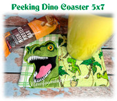 In The Hoop Peeking Dino Coaster Embroidery Machine Design
