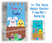 In The Hoop Happy Easter Flag Embroidery Machine Design