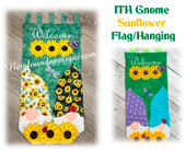 In The Hoop Gnome Sunflower Flag Wall Hanging Embroidery Machine Design