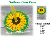 In The Hoop Sunflower Glass Cover Embroidery Machine Design