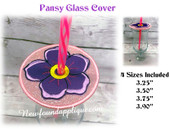 In The Hoop Pansy Glass Cover Embroidery Machine Design