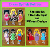 In the hoop Old Fashioned Dress up Doll embroidery machine Design Set