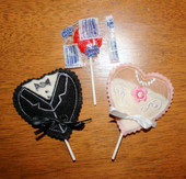Bride and Groom Heart Lollipop Holders