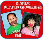 Lollipop Lips and Mustache In the Hoop Design