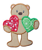 Valentine Bear  with 2 hearts Applique design
