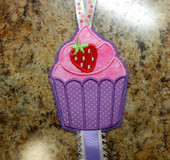 In the Hoop Strawberry Cupcake Bow Holder Embroidery Machine Design