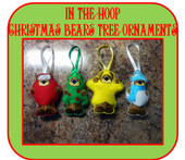 In The Hoop Christmas Bear Tree Ornament Embroidery Machine Designs