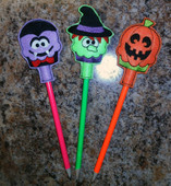 In The Hoop Halloween Pencil Toppers Set 2 Embroidery Machine Designs