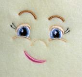 Doll Face Girl with crooked smile Embroidery Machine Design