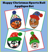 Happy Christmas Sports Ball Applique Embroidery Machine Desing Set