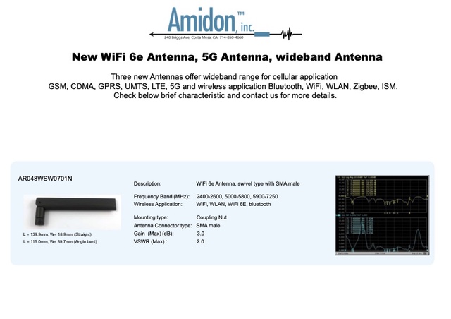 New WiFi 6e Antenna, 5G Antenna, wideband Antenna