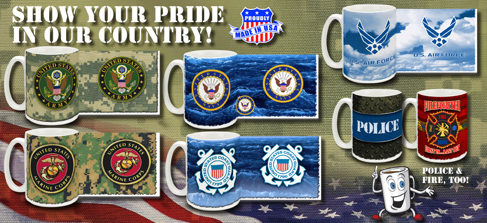 Military Coffee Mugs Army Marines Navy Air Force Coast Guard Police and Fire Mug