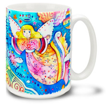 Enjoy a traditional Christmas with this Christmas Traditions Colorful Angel mug! Loose, happy styling and bright colors on this 15 oz Christmas Colorful Angel Mug will make this durable, dishwasher and microwave safe coffee cup a welcome gift for the holidays!