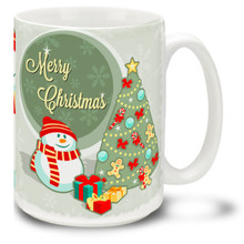 Chill out in style with this Christmas Traditions Snowman and Tree mug! Keep cool for the holidays with a cheery Merry Christmas message on this 15 oz Christmas Snowman Mug. Durable, dishwasher and microwave safe coffee cup makes a welcome gift for the holidays!