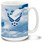 Show your pride in the United States Air Force with this Air Force Coffee Mug with approved emblem on blue sky background. 15oz USAF Mug is dishwasher and microwave safe.